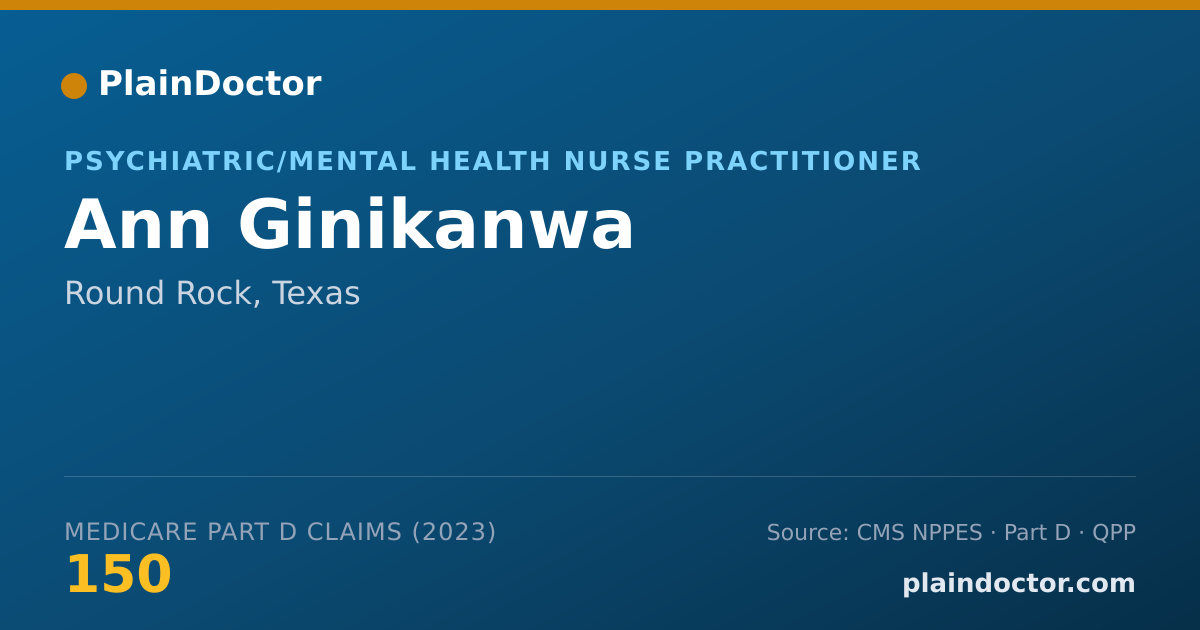 Shareable card for Ann Ginikanwa - Psychiatric/Mental Health Nurse Practitioner, Round Rock, TX
