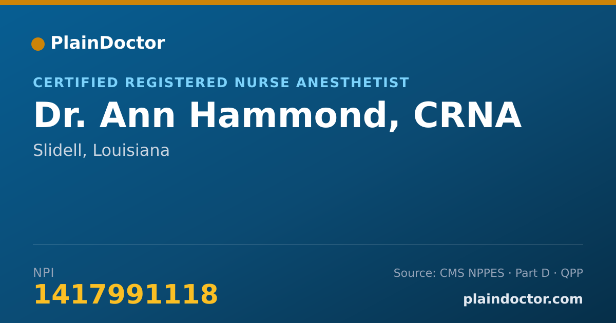 Shareable card for Ann Hammond, CRNA - Certified Registered Nurse Anesthetist, Slidell, LA