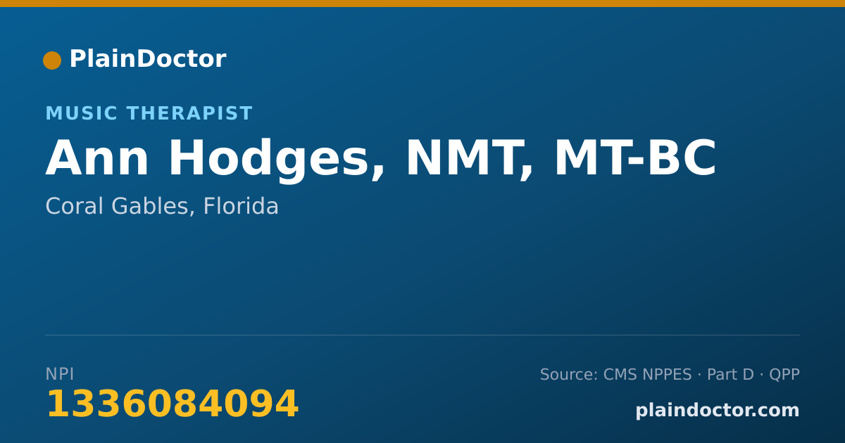 Shareable card for Ann Hodges, NMT, MT-BC - Music Therapist, Coral Gables, FL