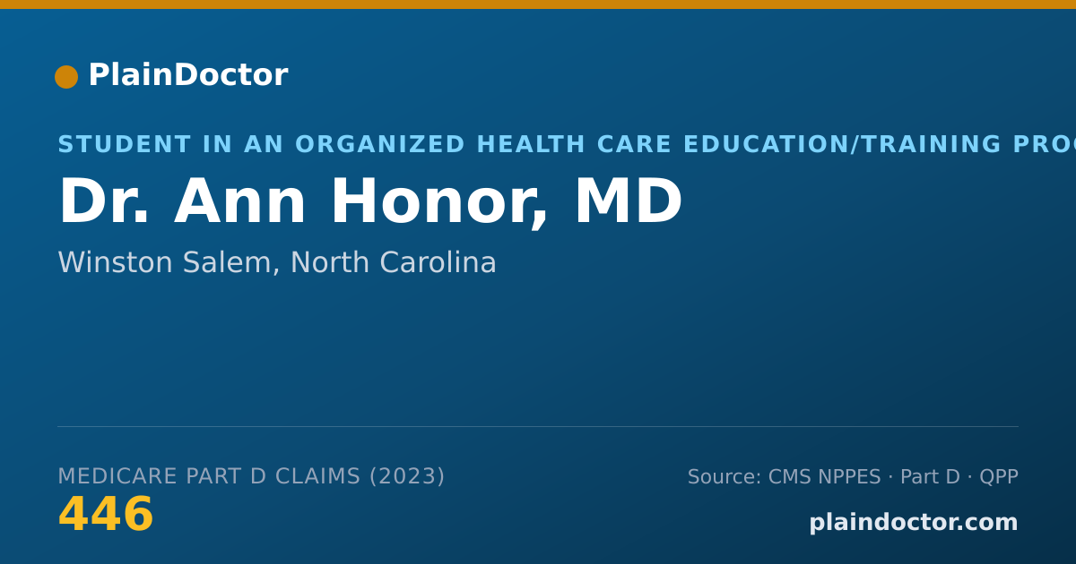 Shareable card for Ann Honor, MD - Student in an Organized Health Care Education/Training Program, Winston Salem, NC