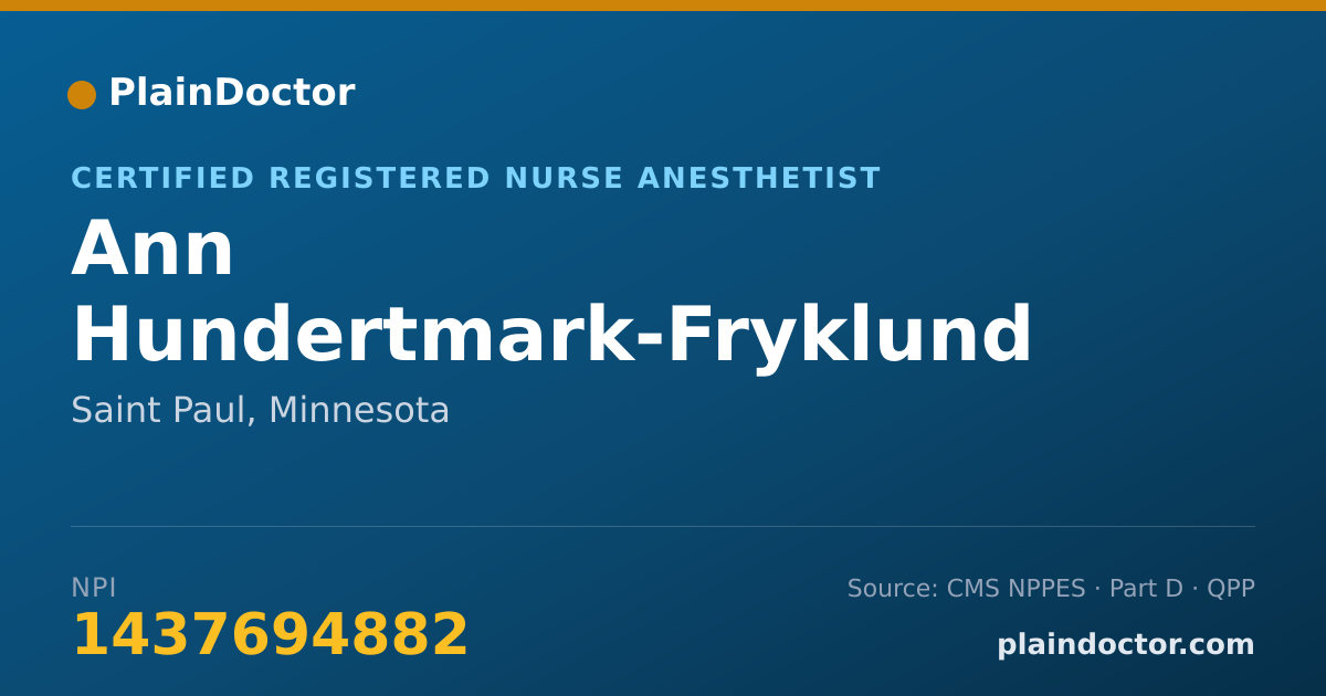 Shareable card for Ann Hundertmark-Fryklund - Certified Registered Nurse Anesthetist, Saint Paul, MN