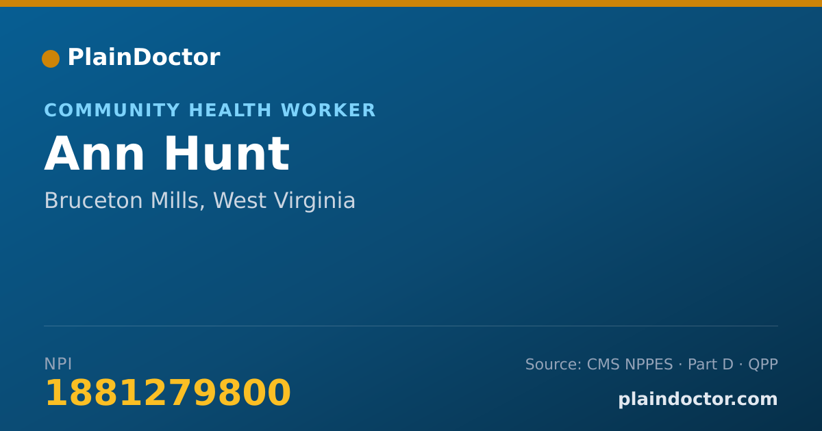 Shareable card for Ann Hunt - Community Health Worker, Bruceton Mills, WV