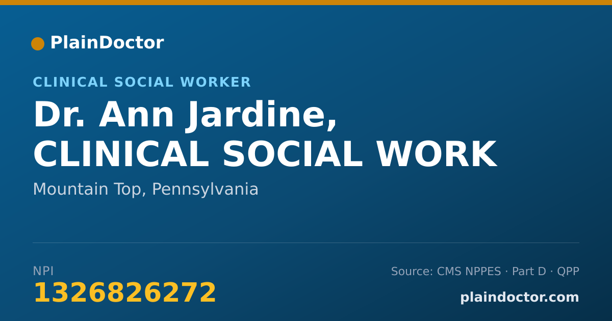 Shareable card for Ann Jardine, CLINICAL SOCIAL WORK - Clinical Social Worker, Mountain Top, PA