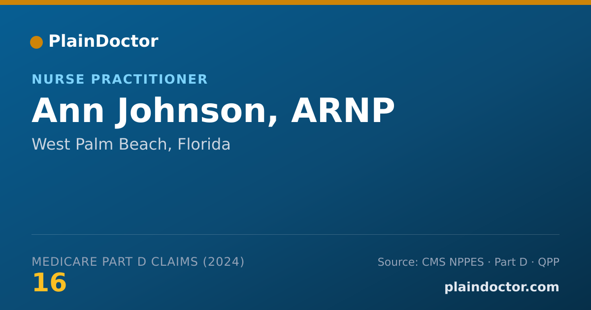 Shareable card for Ann Johnson, ARNP - Nurse Practitioner, West Palm Beach, FL
