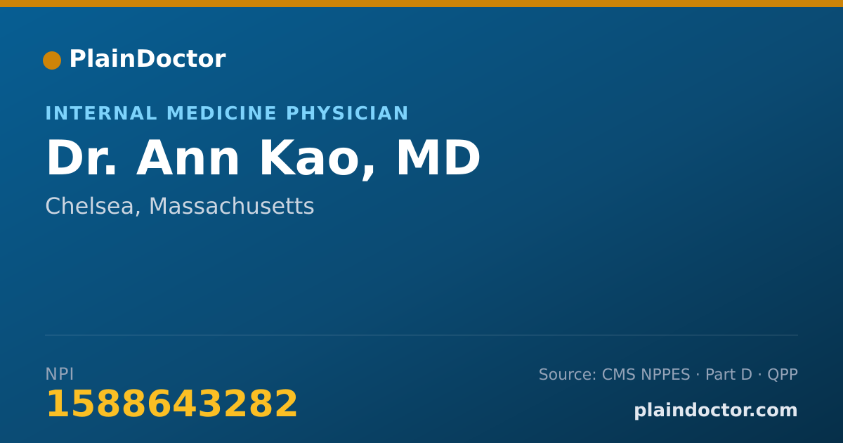 Shareable card for Ann Kao, MD - Internal Medicine Physician, Chelsea, MA