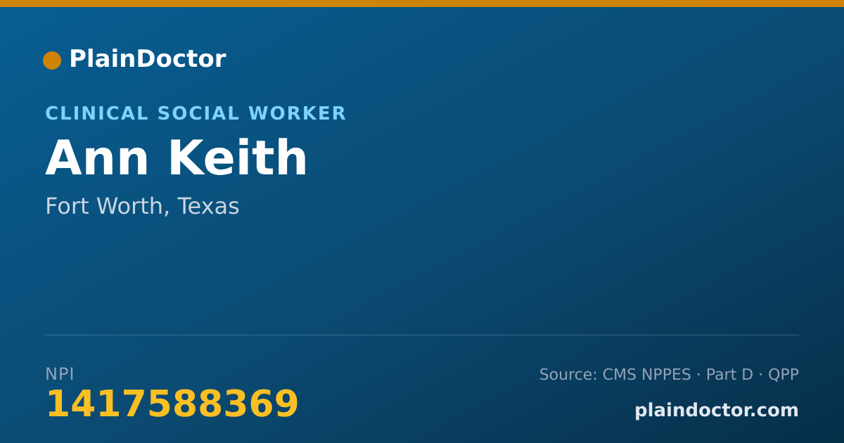 Shareable card for Ann Keith - Clinical Social Worker, Fort Worth, TX