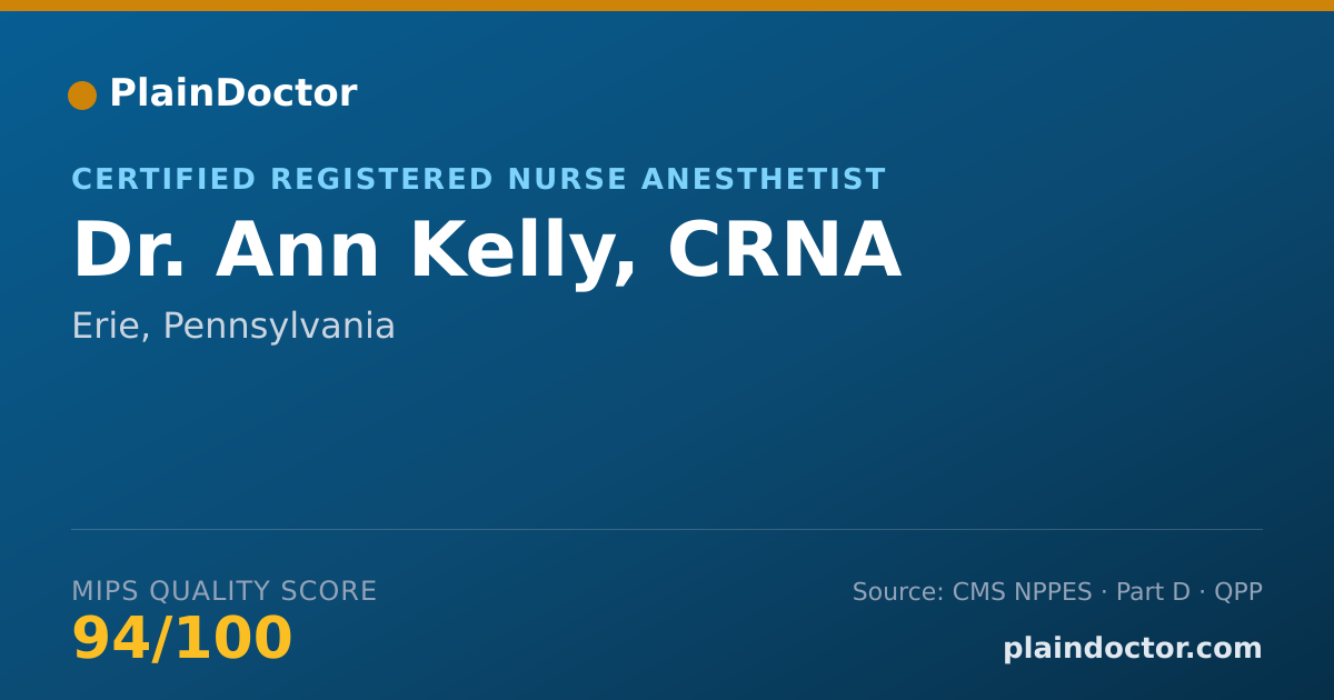 Shareable card for Ann Kelly, CRNA - Certified Registered Nurse Anesthetist, Erie, PA