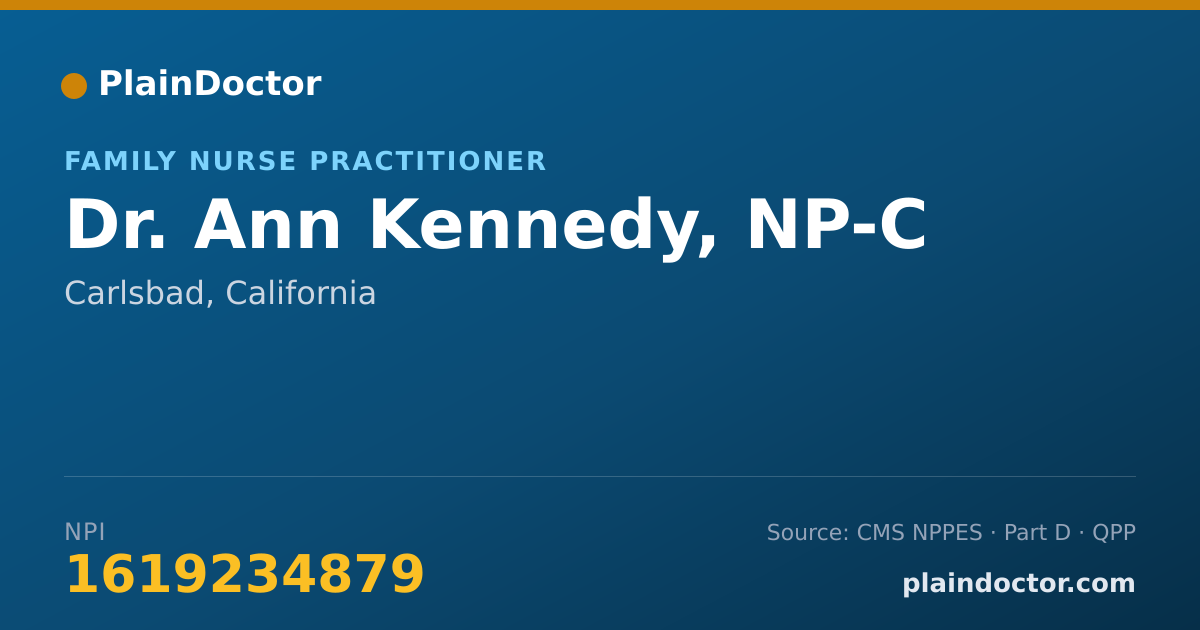 Shareable card for Ann Kennedy, NP-C - Family Nurse Practitioner, Carlsbad, CA
