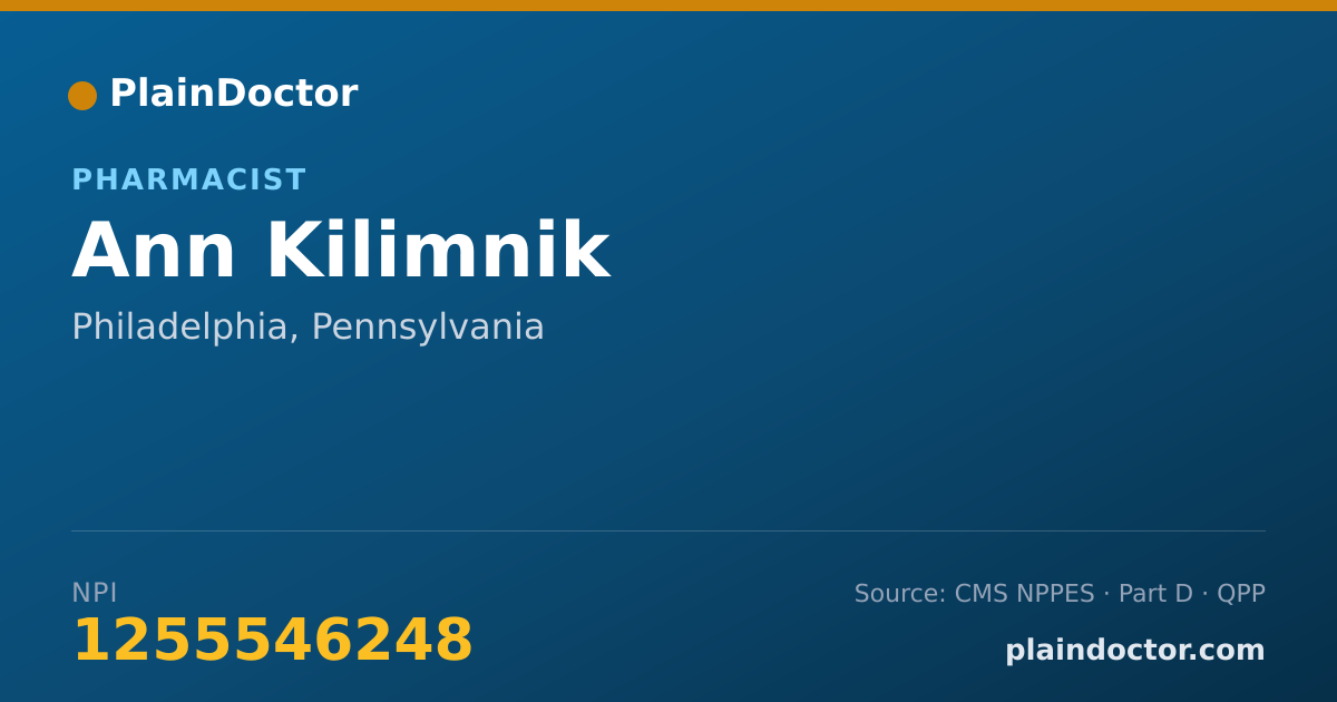 Shareable card for Ann Kilimnik - Pharmacist, Philadelphia, PA