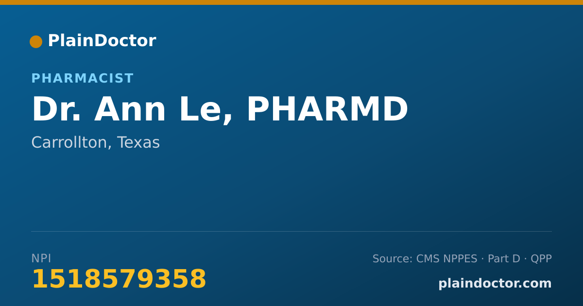 Shareable card for Ann Le, PHARMD - Pharmacist, Carrollton, TX