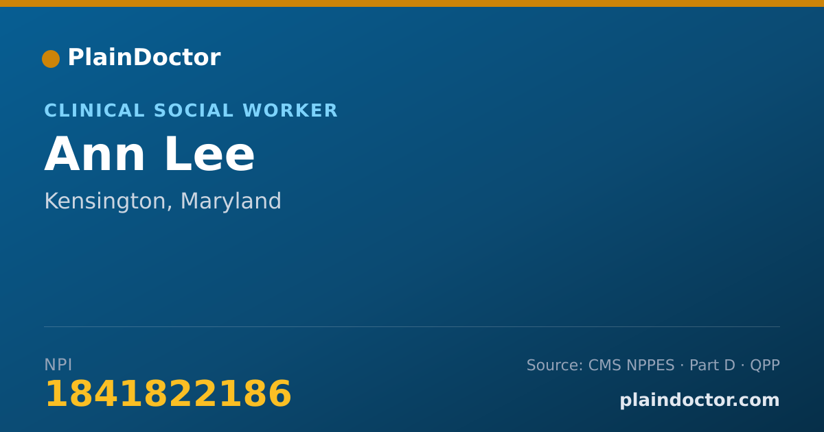 Shareable card for Ann Lee - Clinical Social Worker, Kensington, MD