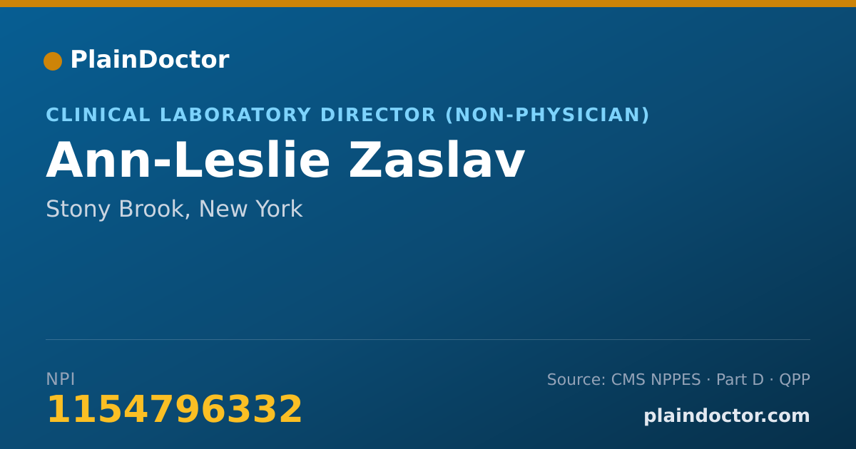 Shareable card for Ann-Leslie Zaslav - Clinical Laboratory Director (Non-physician), Stony Brook, NY