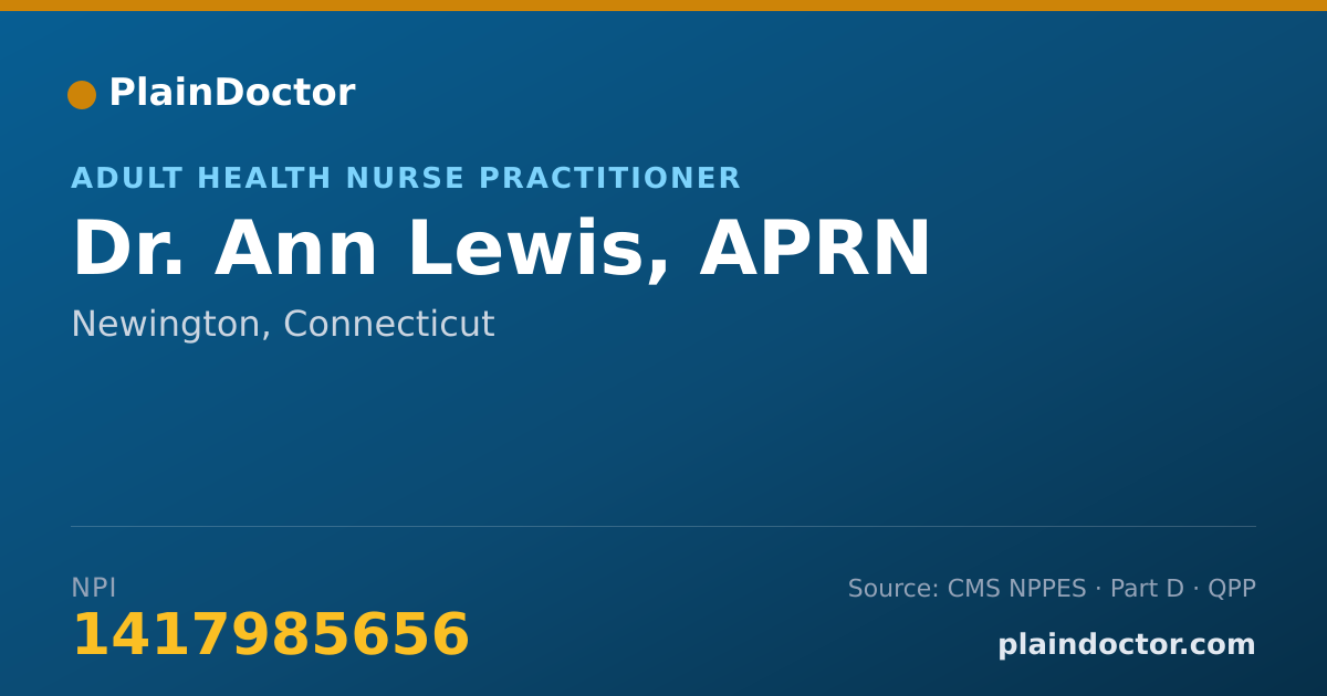 Shareable card for Ann Lewis, APRN - Adult Health Nurse Practitioner, Newington, CT