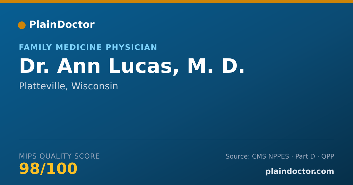 Shareable card for Ann Lucas, M.  D. - Family Medicine Physician, Platteville, WI