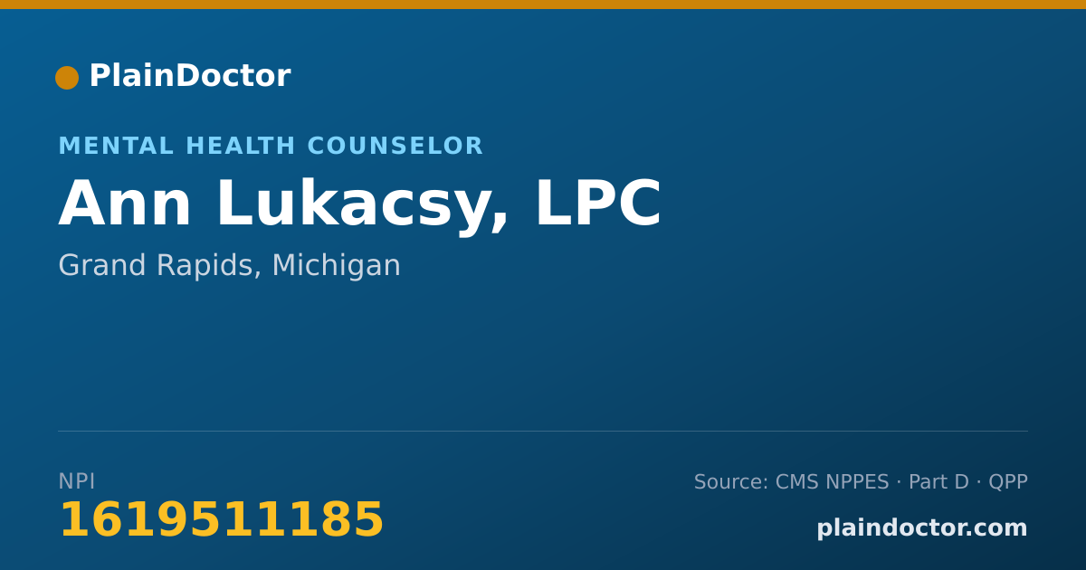 Shareable card for Ann Lukacsy, LPC - Mental Health Counselor, Grand Rapids, MI