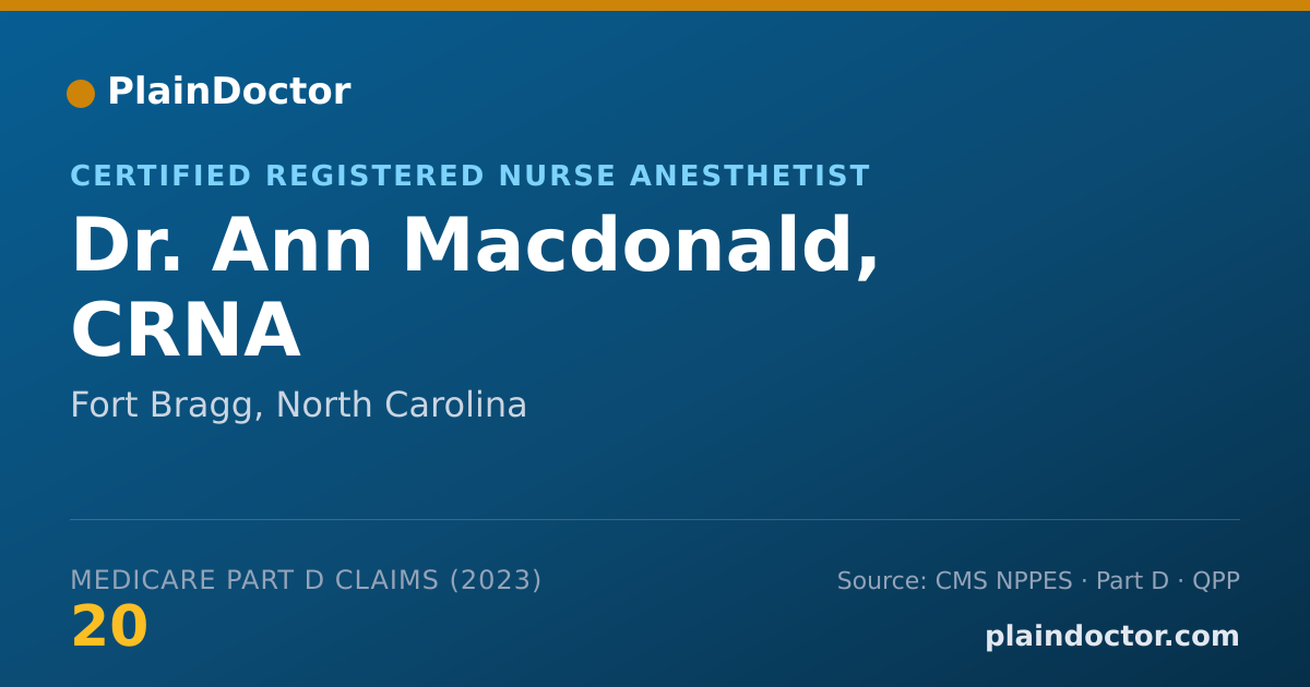 Shareable card for Ann Macdonald, CRNA - Certified Registered Nurse Anesthetist, Fort Bragg, NC