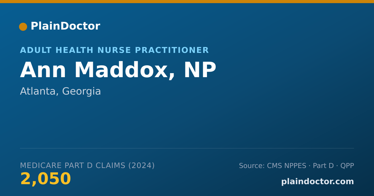 Shareable card for Ann Maddox, NP - Adult Health Nurse Practitioner, Atlanta, GA