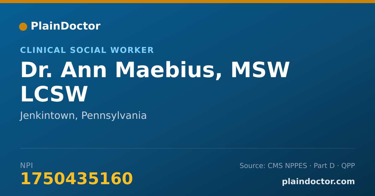 Shareable card for Ann Maebius, MSW   LCSW - Clinical Social Worker, Jenkintown, PA
