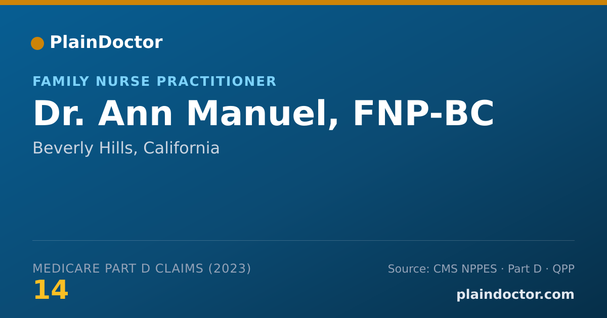 Shareable card for Ann Manuel, FNP-BC - Family Nurse Practitioner, Beverly Hills, CA