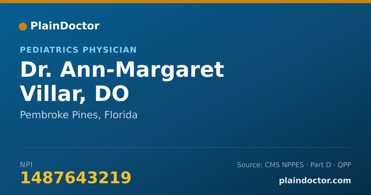 Shareable card for Ann-Margaret Villar, DO - Pediatrics Physician, Pembroke Pines, FL