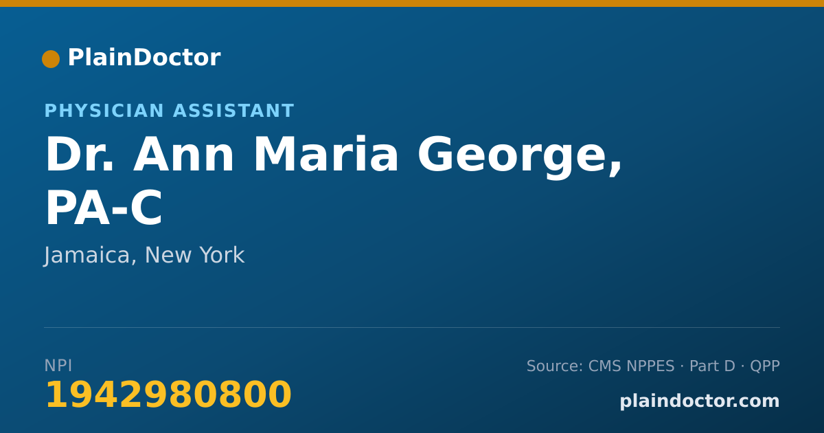 Shareable card for Ann Maria George, PA-C - Physician Assistant, Jamaica, NY