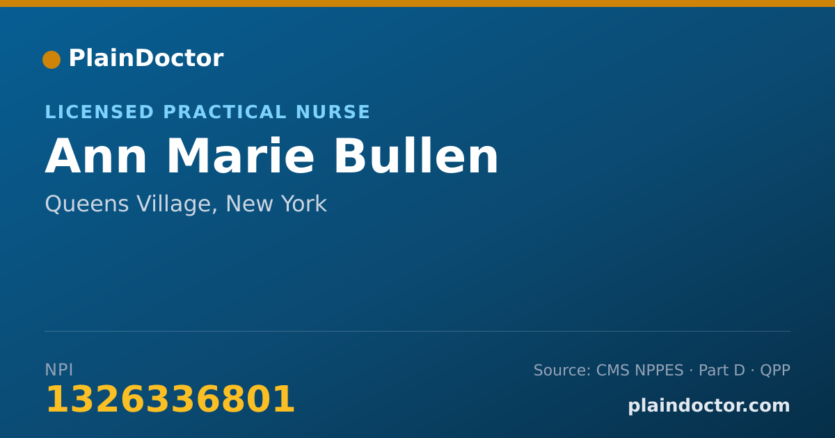Shareable card for Ann Marie Bullen - Licensed Practical Nurse, Queens Village, NY