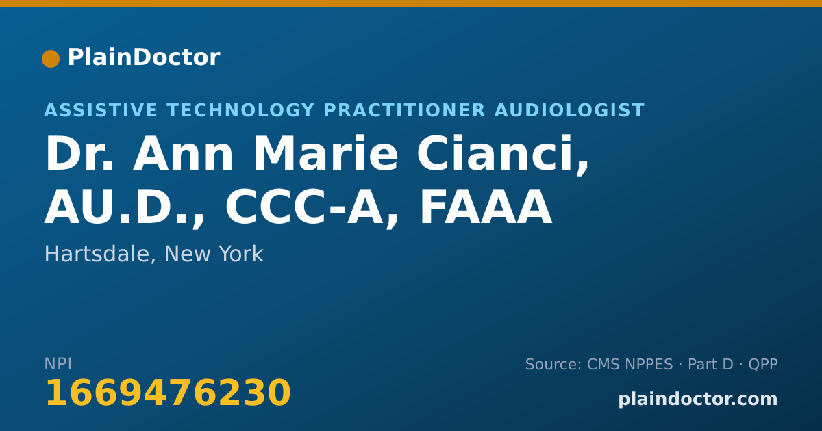 Shareable card for Ann Marie Cianci, AU.D., CCC-A, FAAA - Assistive Technology Practitioner Audiologist, Hartsdale, NY