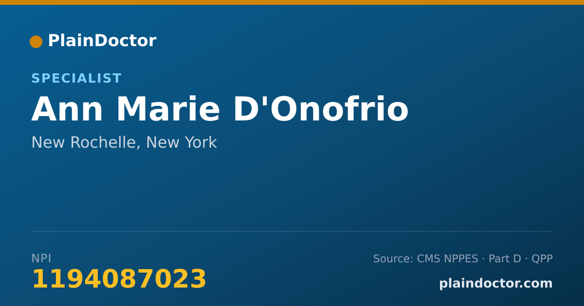 Shareable card for Ann Marie D'Onofrio - Specialist, New Rochelle, NY