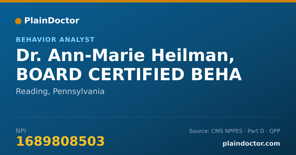 Shareable card for Ann-Marie Heilman, BOARD CERTIFIED BEHA - Behavior Analyst, Reading, PA