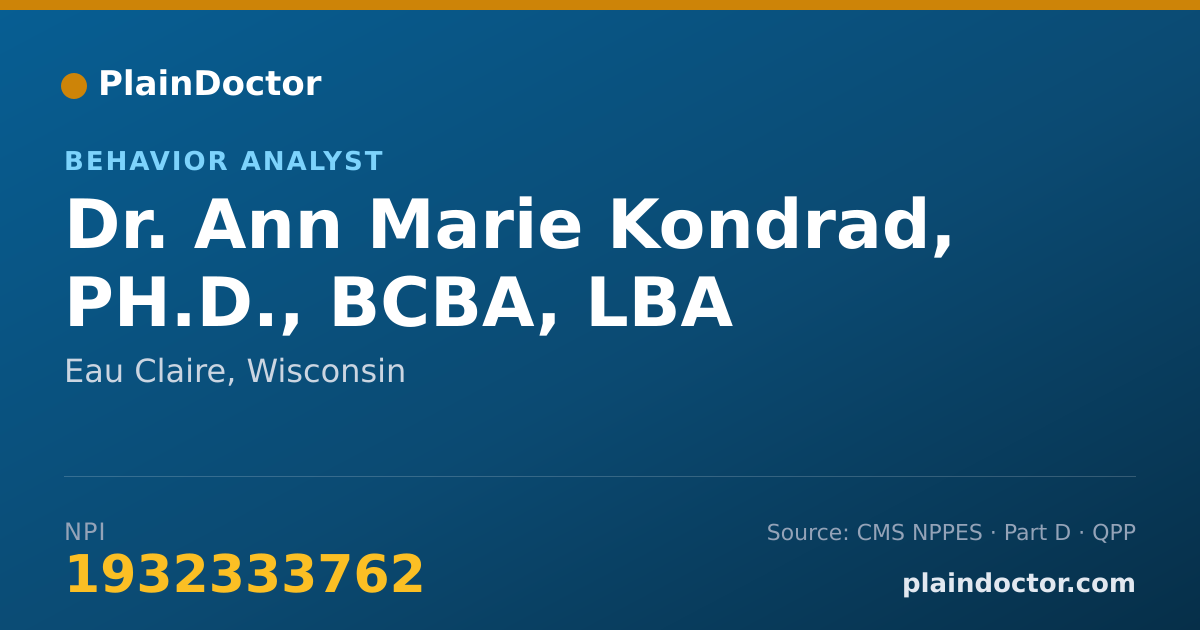 Shareable card for Ann Marie Kondrad, PH.D., BCBA, LBA - Behavior Analyst, Eau Claire, WI