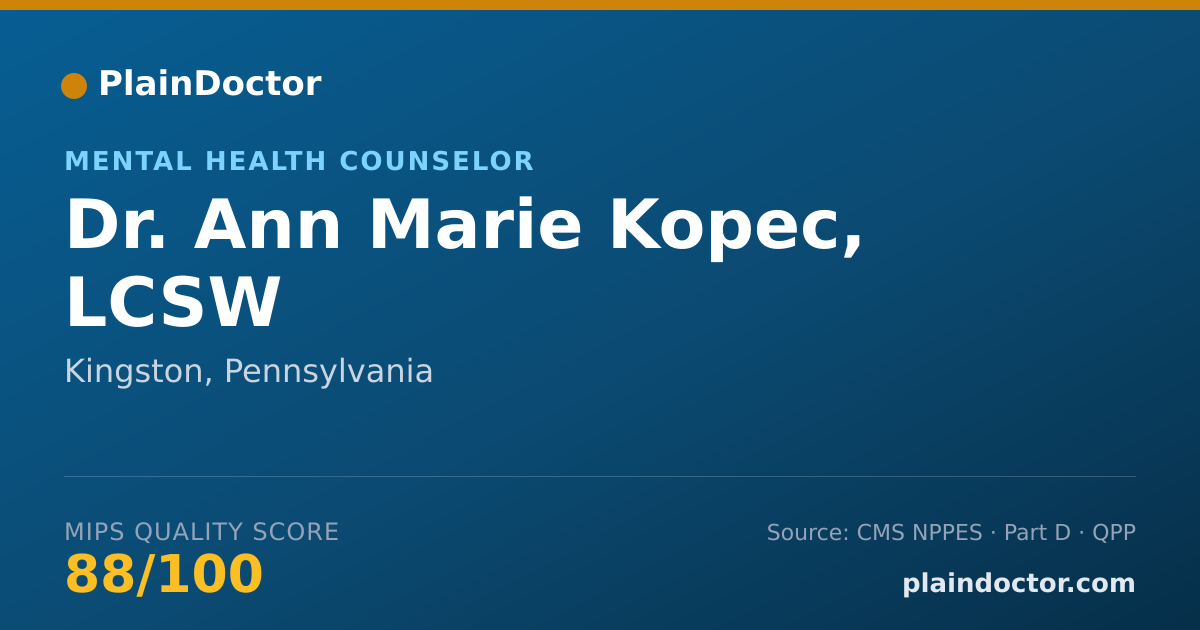Shareable card for Ann Marie Kopec, LCSW - Mental Health Counselor, Kingston, PA