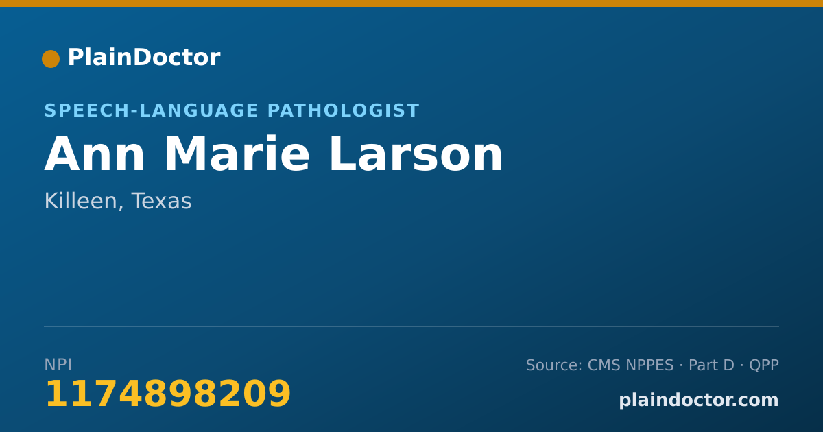 Shareable card for Ann Marie Larson - Speech-Language Pathologist, Killeen, TX