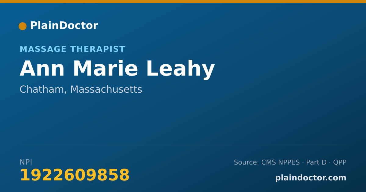 Shareable card for Ann Marie Leahy - Massage Therapist, Chatham, MA