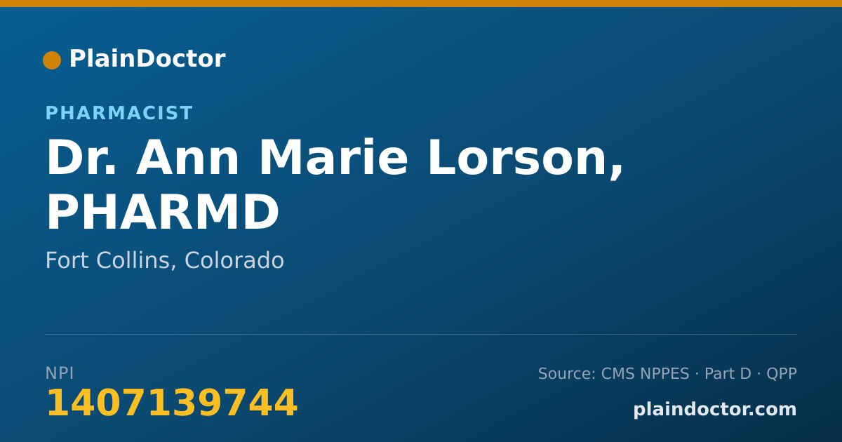 Shareable card for Ann Marie Lorson, PHARMD - Pharmacist, Fort Collins, CO