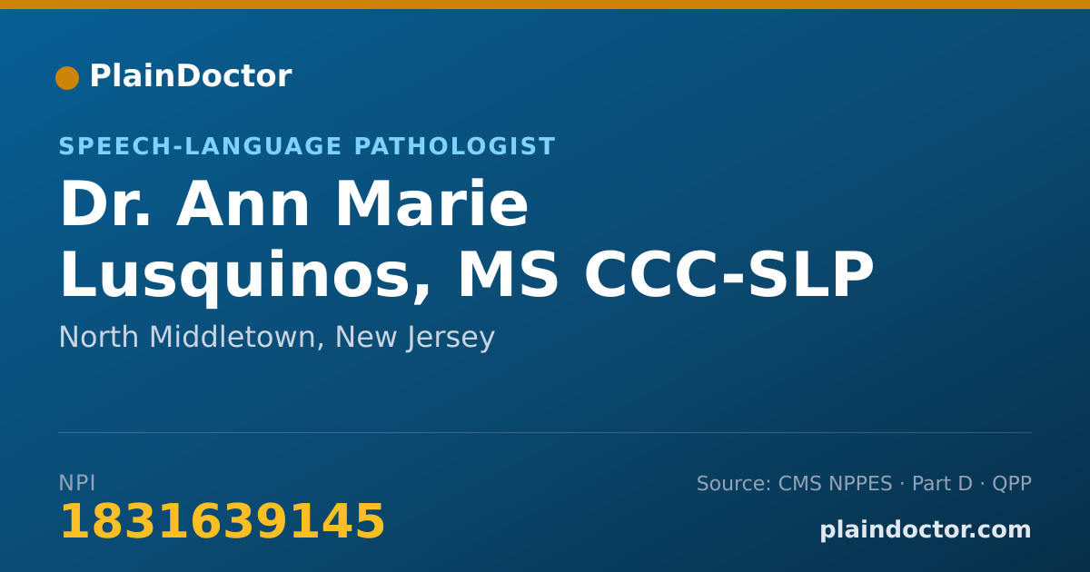 Shareable card for Ann Marie Lusquinos, MS CCC-SLP - Speech-Language Pathologist, North Middletown, NJ