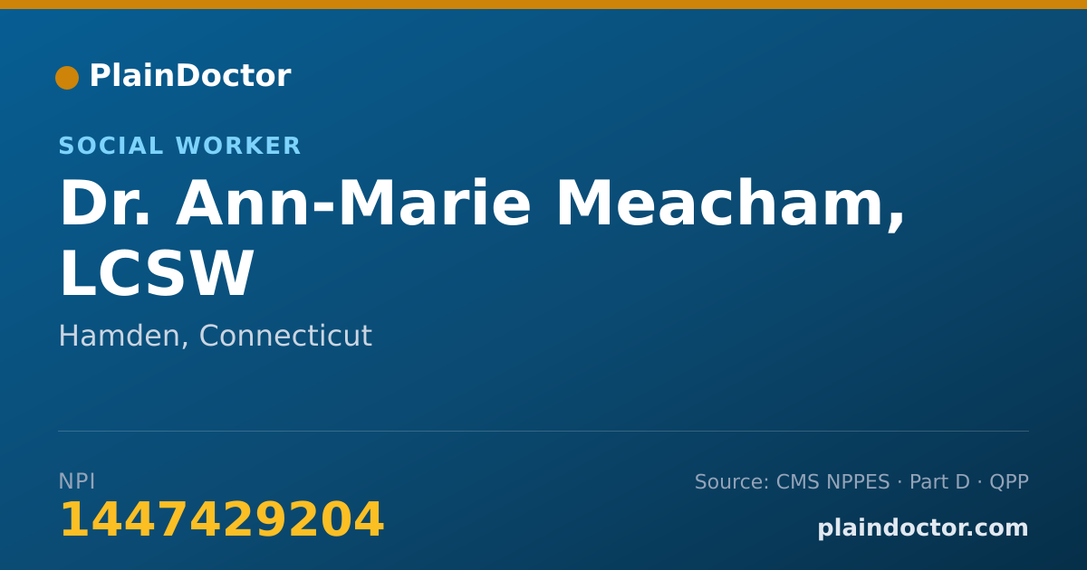 Shareable card for Ann-Marie Meacham, LCSW - Social Worker, Hamden, CT