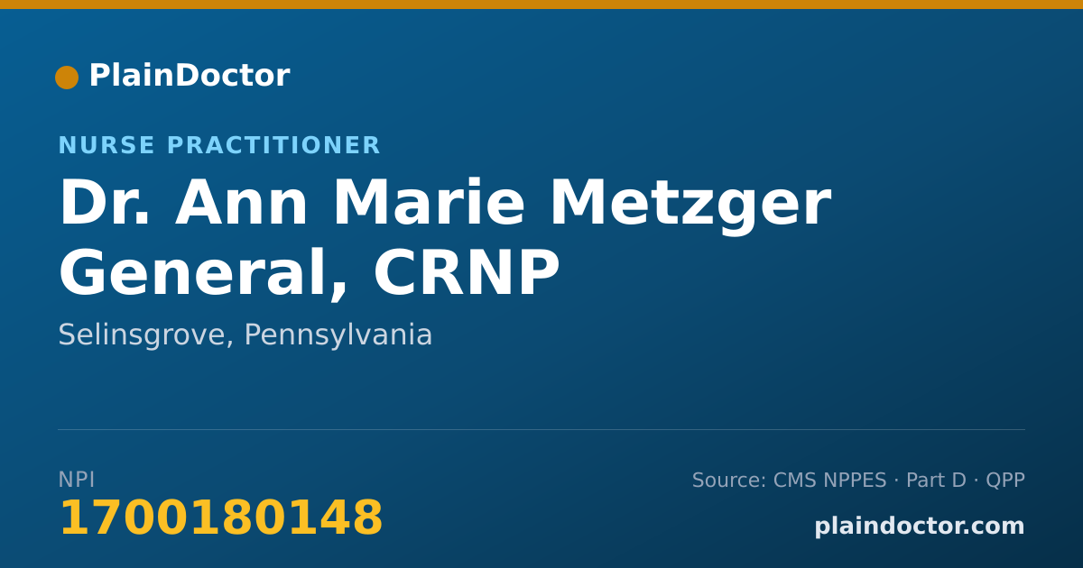 Shareable card for Ann Marie Metzger General, CRNP - Nurse Practitioner, Selinsgrove, PA