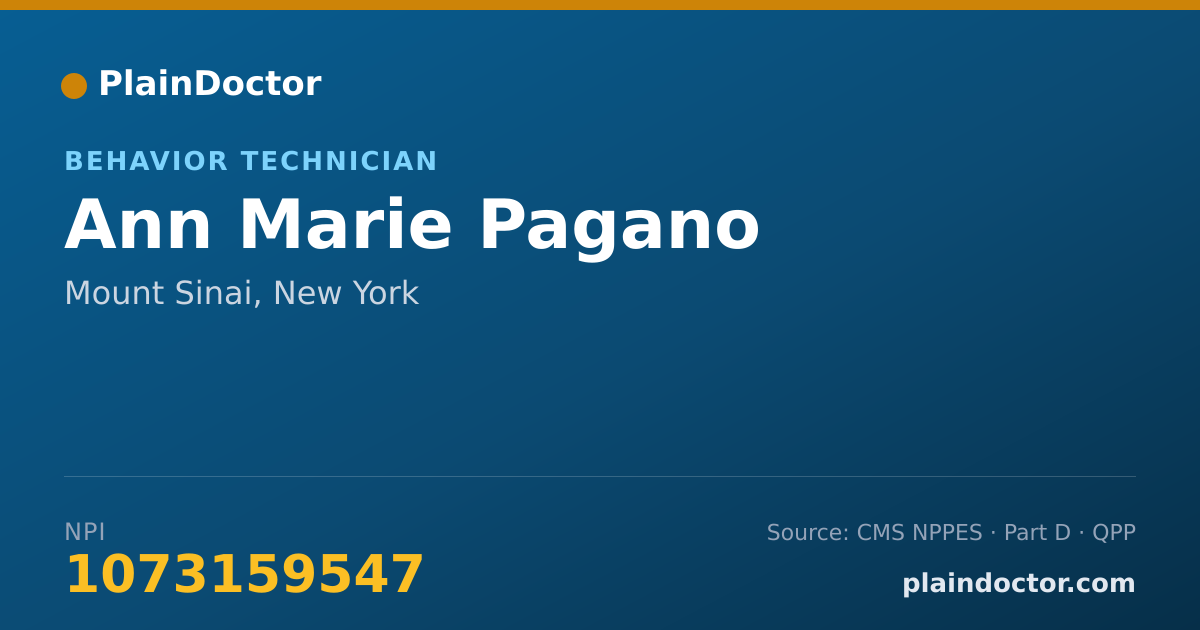 Shareable card for Ann Marie Pagano - Behavior Technician, Mount Sinai, NY