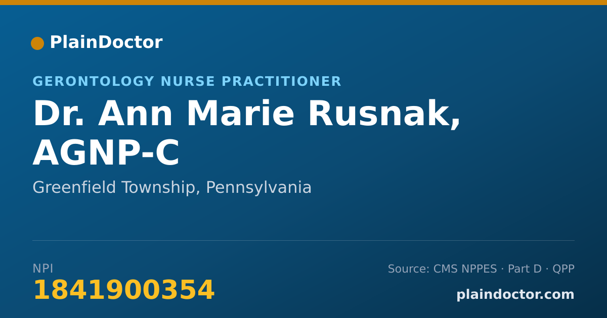 Shareable card for Ann Marie Rusnak, AGNP-C - Gerontology Nurse Practitioner, Greenfield Township, PA