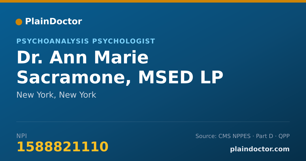 Shareable card for Ann Marie Sacramone, MSED  LP - Psychoanalysis Psychologist, New York, NY