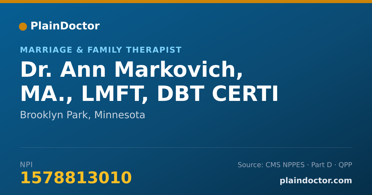 Shareable card for Ann Markovich, MA., LMFT, DBT CERTI - Marriage & Family Therapist, Brooklyn Park, MN
