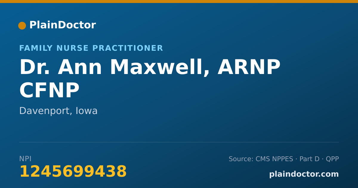 Shareable card for Ann Maxwell, ARNP CFNP - Family Nurse Practitioner, Davenport, IA