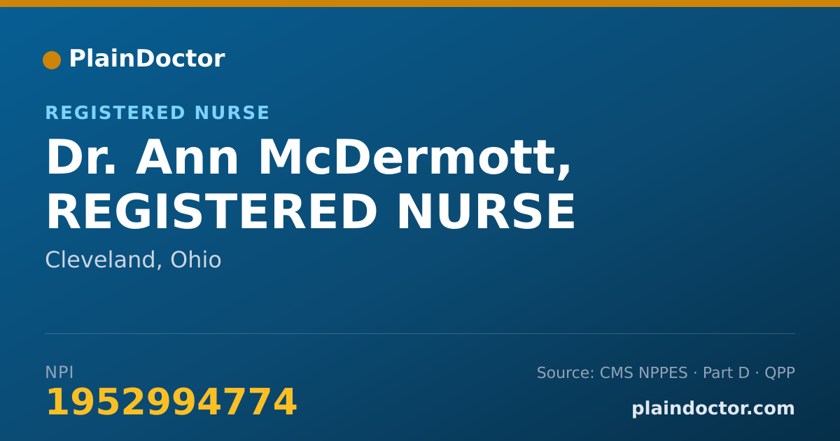 Shareable card for Ann McDermott, REGISTERED NURSE - Registered Nurse, Cleveland, OH