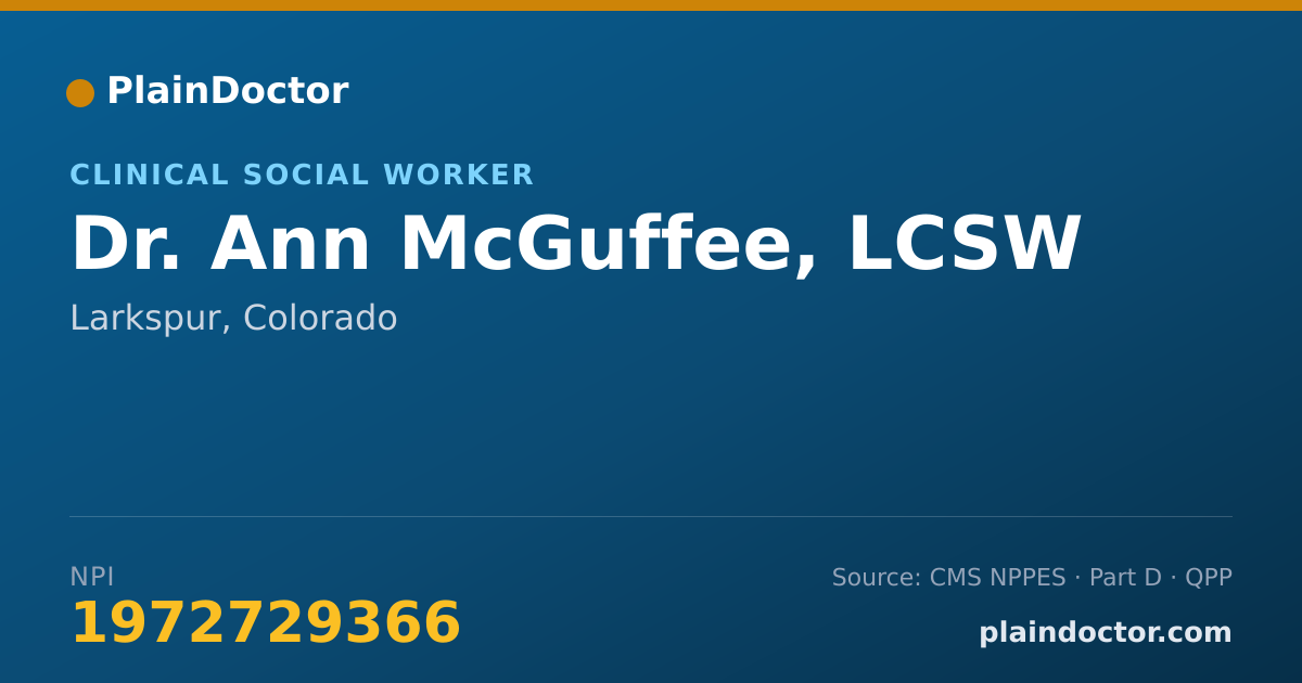 Shareable card for Ann McGuffee, LCSW - Clinical Social Worker, Larkspur, CO