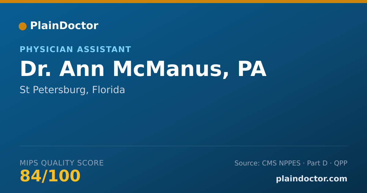Shareable card for Ann McManus, PA - Physician Assistant, St Petersburg, FL