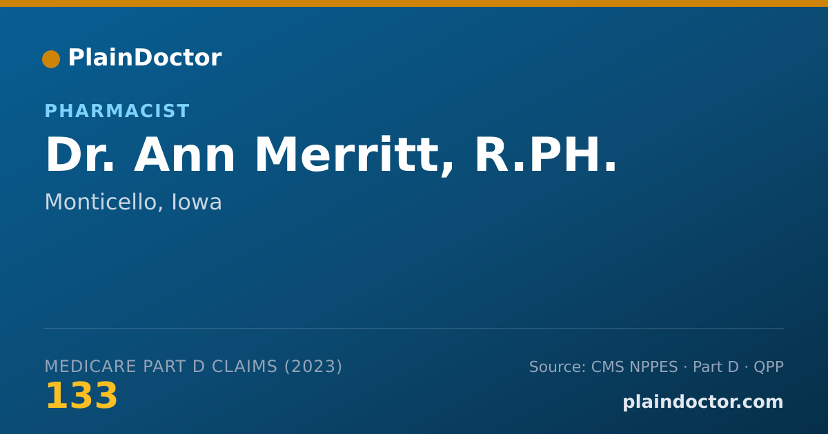 Shareable card for Ann Merritt, R.PH. - Pharmacist, Monticello, IA
