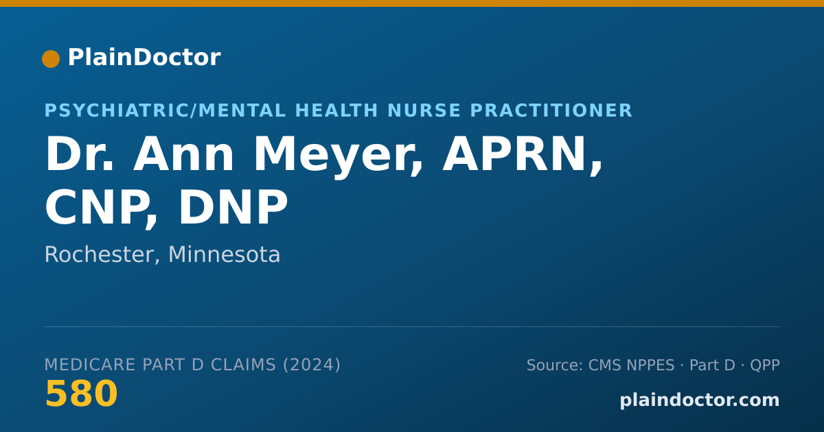 Shareable card for Ann Meyer, APRN, CNP, DNP - Psychiatric/Mental Health Nurse Practitioner, Rochester, MN