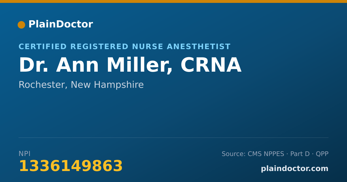 Shareable card for Ann Miller, CRNA - Certified Registered Nurse Anesthetist, Rochester, NH