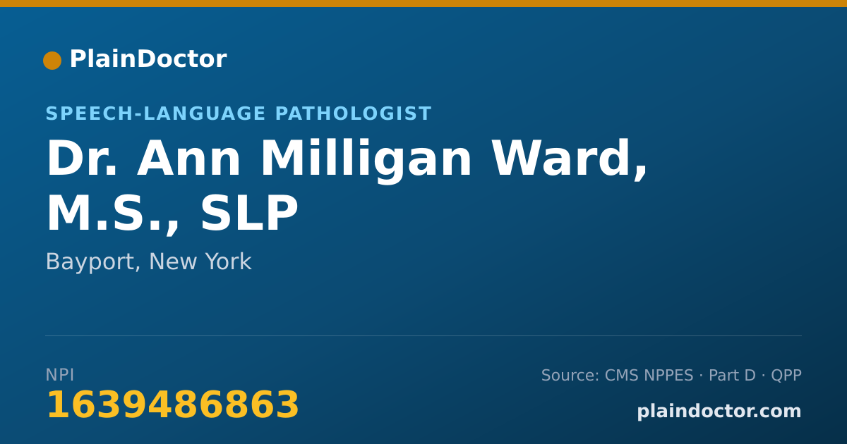 Shareable card for Ann Milligan Ward, M.S., SLP - Speech-Language Pathologist, Bayport, NY