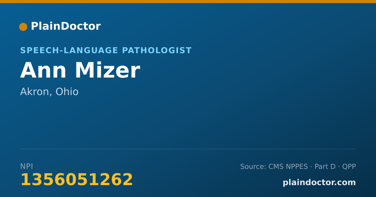 Shareable card for Ann Mizer - Speech-Language Pathologist, Akron, OH